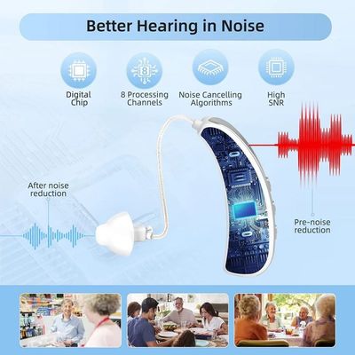 OTC-Hörgeräte zur Luftleitung 200 Hz automatische Geräuschunterdrückung Bluetooth-Hörgeräte